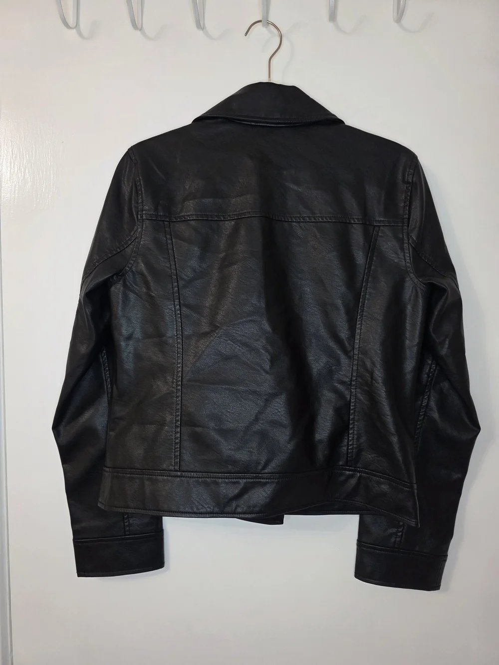 Abercrombie Kids Black Faux Leather Jacket with Zip Details